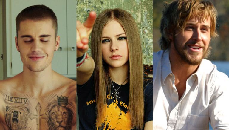 Photo of Justin Bieber, Avril Lavigne and Ryan Gosling