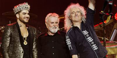 Image of Adam Lambert and members of Queen