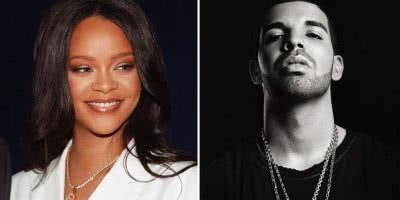 2 panel image of Rihanna and Drake