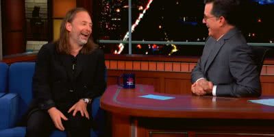Thom Yorke and Stephen Colbert