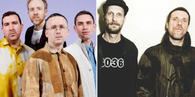 2 panel image of Hot Chip and Sleaford Mods, two of the headliners for the 2020 Farmer & The Owl festival