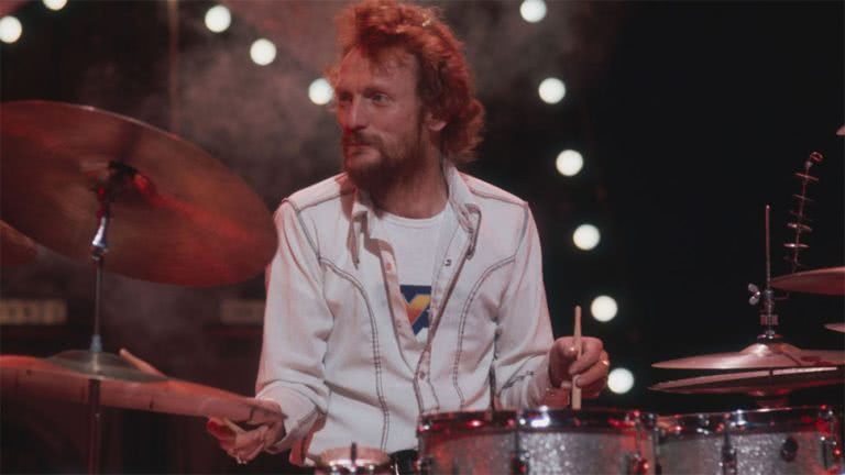 Image of Cream drummer Ginger Baker performing live