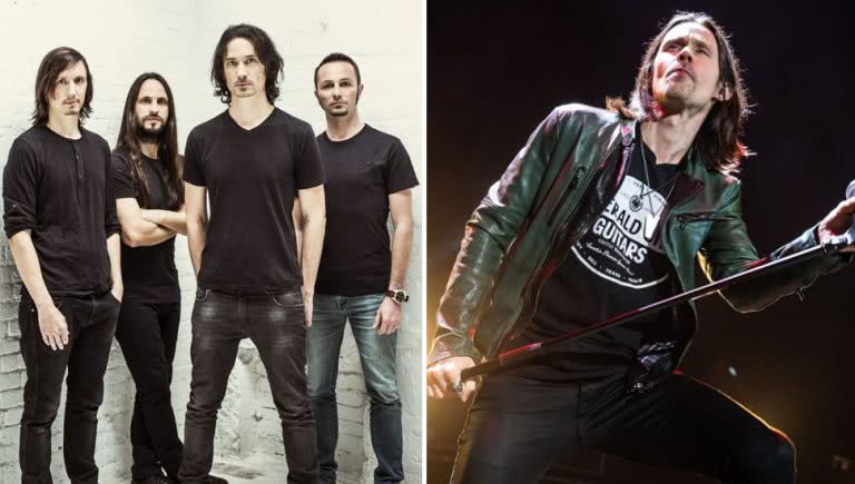 2 panel image of Gojira and Myles Kennedy