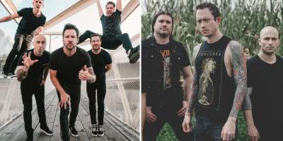 2 panel image of Simple Plan and Trivium, who have just announced sideshows for the Good Things festival