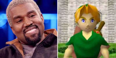 2 panel image of Kanye West and a screenshot from The Legend Of Zelda: Ocarina Of Time