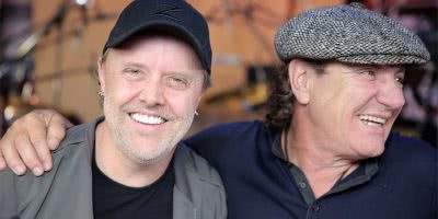 Image of Metallica drummer Lars Ulrich and AC/DC frontman Brian Johnson