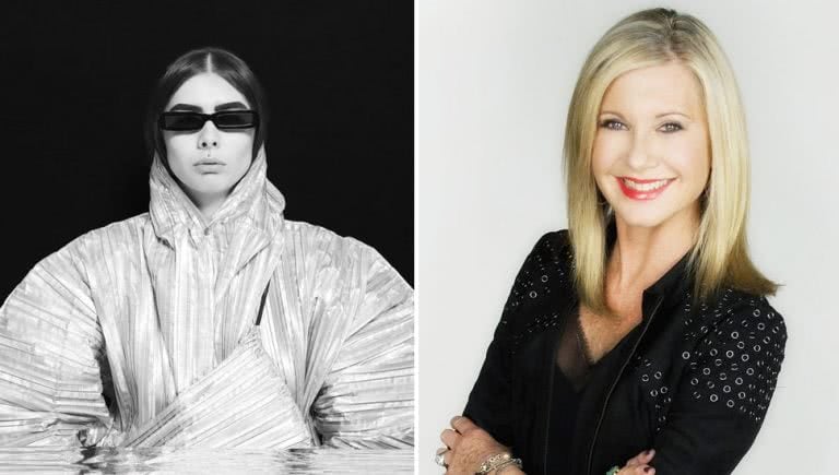 2 panel image of Olivia Neutron-John and Olivia Newton-John