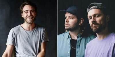 2 panel image of Matt Corby and Hermitude, who lead the 2020 Party In The Paddock lineup