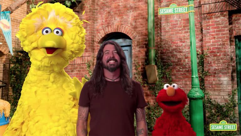 Screenshot of Dave Grohl in an upcoming episode of 'Sesame Street'