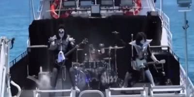 Image of KISS performing on a boat near Port Lincoln