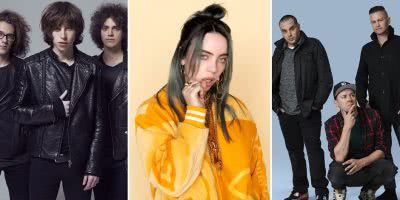 3 panel image of Catfish and the Bottlemen, Billie Eilish, and Hilltop Hoods, the three most-played acts on triple j for 2019