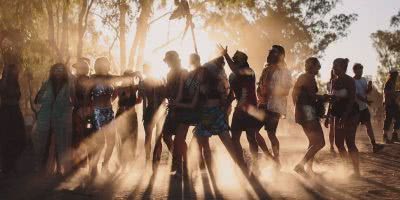 Image of punters at the Strawberry Fields festival