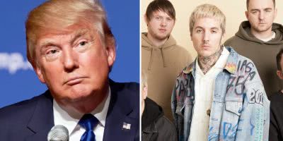 2 panel image of Donald Trump and Bring Me The Horizon frontman Oli Sykes