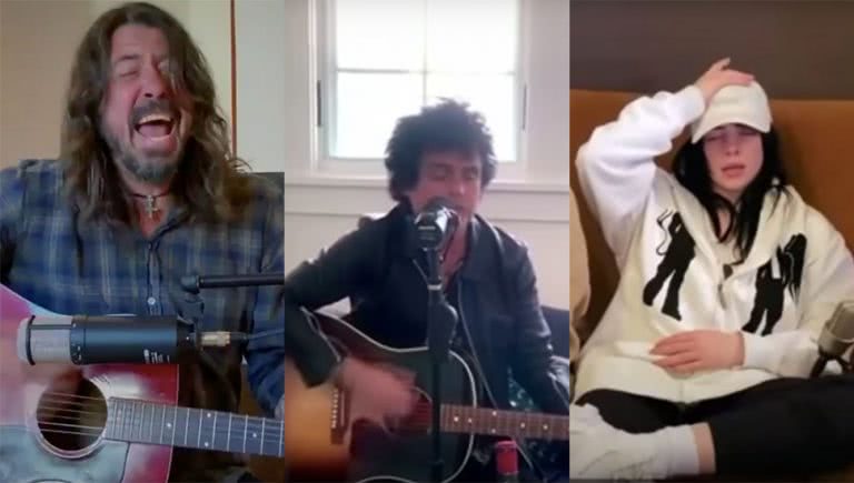 Dave Grohl, Billie Joe Armstrong and Billie Eilish performing from their living rooms