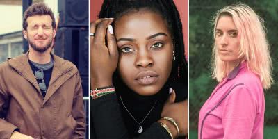 3 panel image of Harvey Sutherland, Elsy Wameyo, and Merpire, three Australian musicians to support during this time of crisis