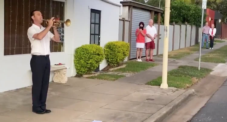 Trumpeter plays The Last Post on ANZAC DAy