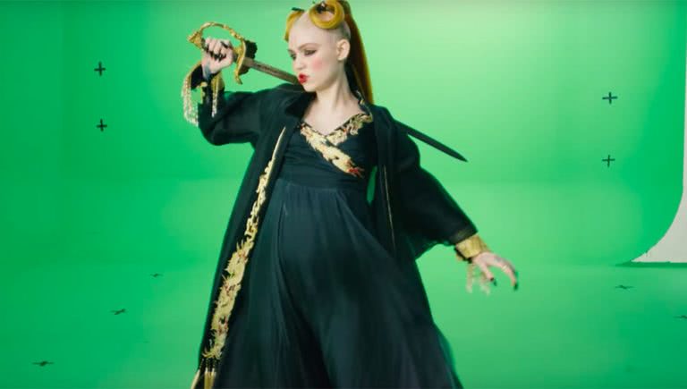 Still from Grimes new music video