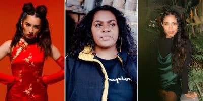 Three panel image of Jaguar Jonze, Miiesha, and Bianca Power, three Australian artists you can support right now