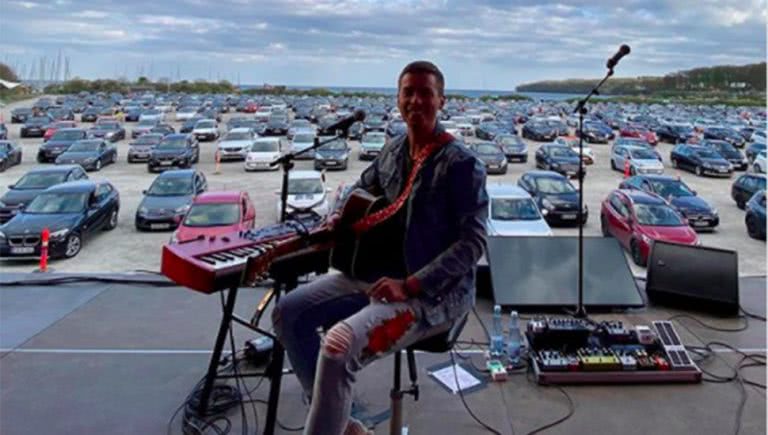 Photo of a drive-in concert in Denmark