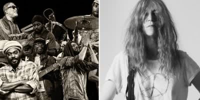 Two panel image of The Wailers and Patti Smith, two of the Bluesfest 2020 acts who have had their headline tours rescheduled.