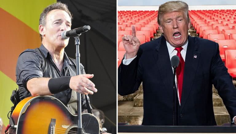 Double image of Bruce Springsteen and Donald Trump