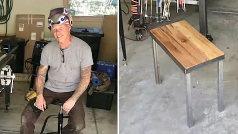 Metallica's frontman James Hetfield with his handmade coffee tables