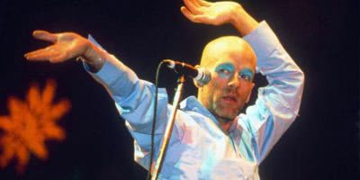 R.E.M. performing live at Glastonbury Festival in 1999