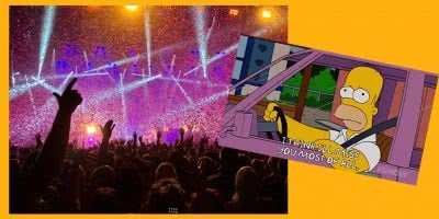 Custom image of live concert and Homer Simpson.