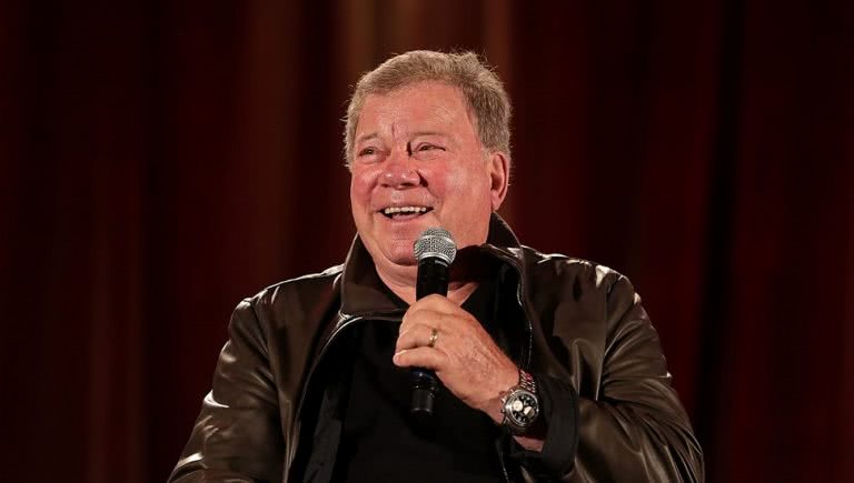 William Shatner speaking at the 2018 Phoenix Comic Fest at the Phoenix Convention Center in Phoenix, Arizona.