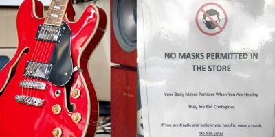 Guitar shop bans face masks
