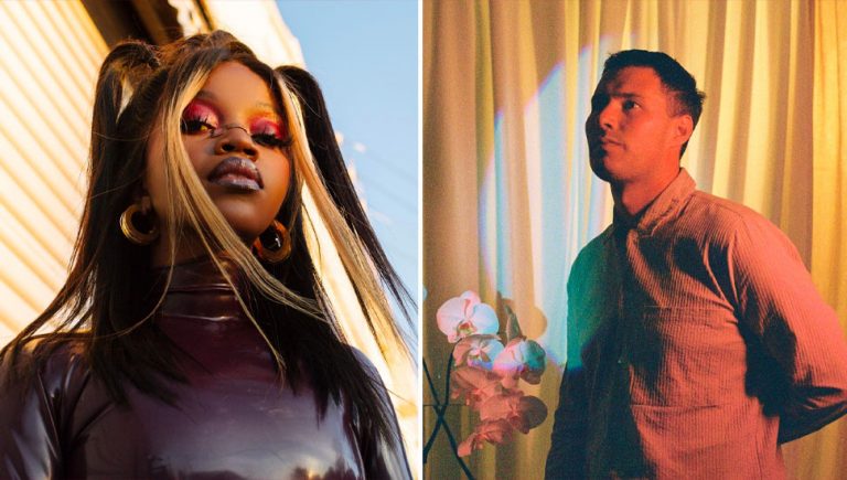 Two panel image of Tkay Maidza and Ex-Olympian, two of community radio’s Australian music picks