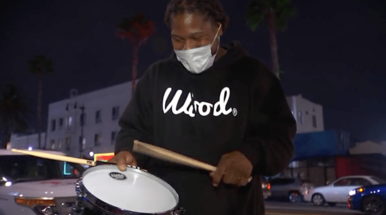 Metallica gifts Sheriff Drumman a new drum kit