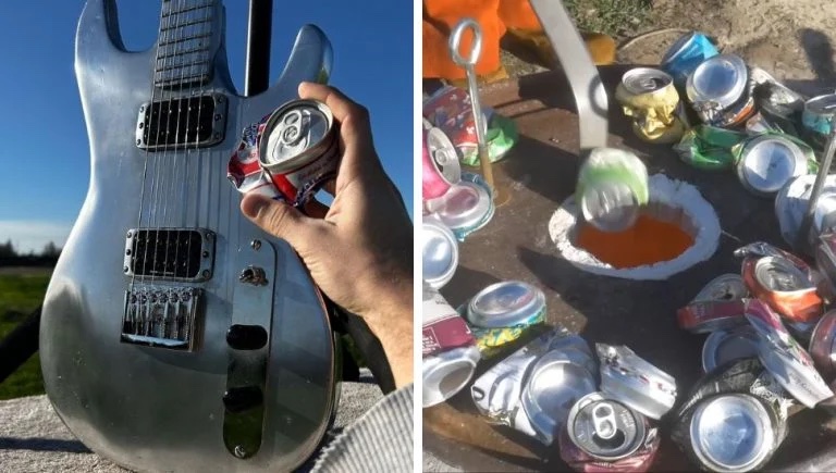 Guitar made out of cans