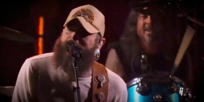 Post Malone performing with the surviving members of Nirvana at SNL50