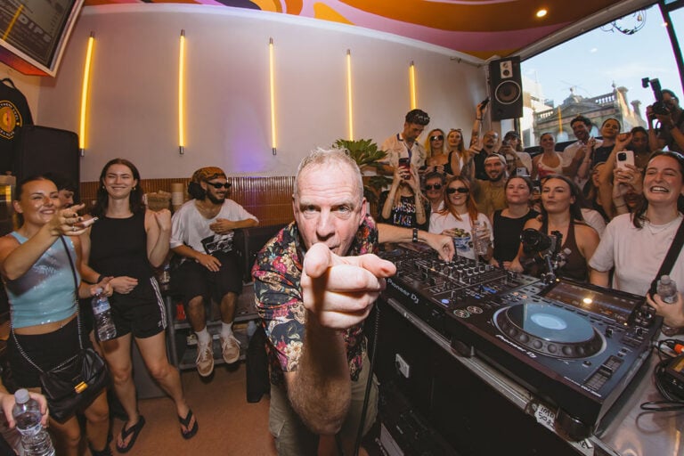 Fatboy Slim performs pop up show in St Kilda