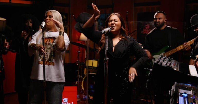 Barkaa and Jessica Mauboy in the Like A Version studio