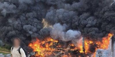 Tomorrowland's main stage engulfed in flames.