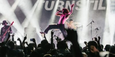 GUADALAJARA, MEXICO - APRIL 2: Brendan Yates of Turnstile band, performs during a Turnstile concert at Guanamor on April 2, 2024 in Guadalajara, Mexico. (Photo by Medios y Media/Getty Images)