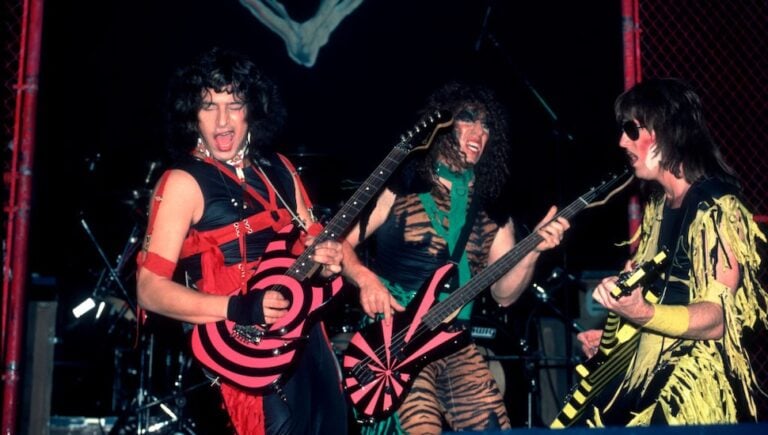 Twisted Sister at the Poplar Creek Music Theater on August 27,1985 in Hoffman Estates, Illinois (Photo by Paul Natkin/Getty Images)
