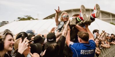 A fan crowdsurfing at Good Things