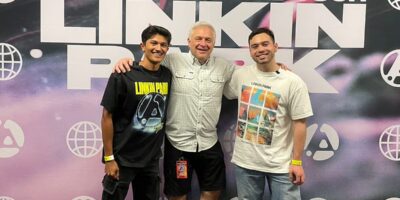 L_R_-Shan-Patils-Linkin-Park-Tour-Director-Jim-Digby-Jared-Garwood-15-millionth-ticket-purchaser.Courtesy-Qudos-Bank-Arena