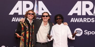 Three members of King Stingray at the 2025 ARIA Awards in Sydney.