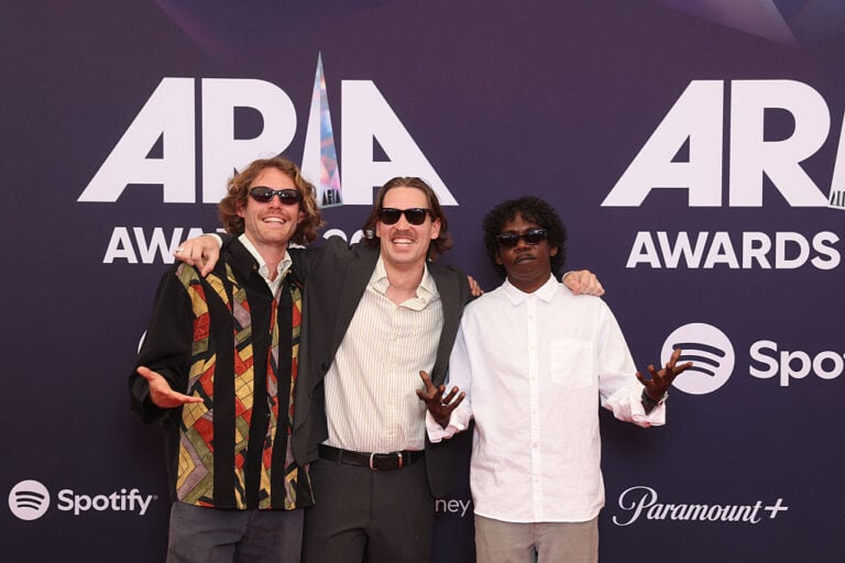 Three members of King Stingray at the 2025 ARIA Awards in Sydney.