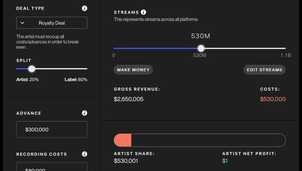 Record Label Simulator This record deal simulator helps artists navigate the world of label deals