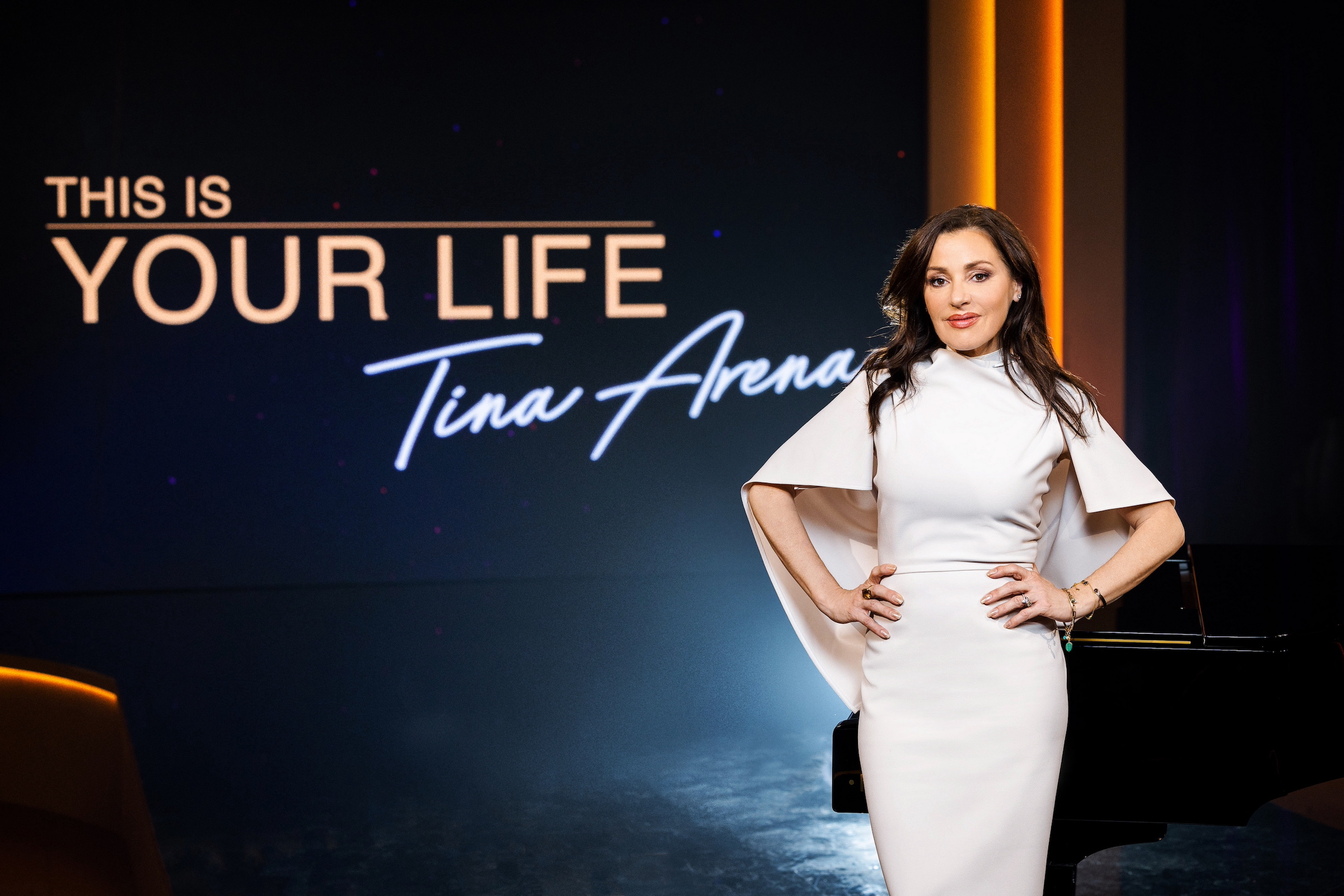 Tina Arena on the set of