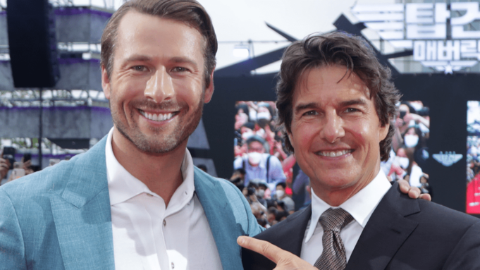 Glen Powell and Tom Cruise