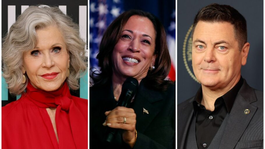 Jane Fonda, Kamala Harris and Nick