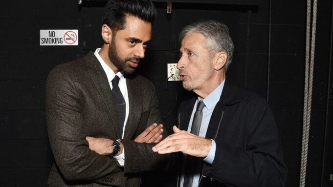 Hasan Minhaj and Jon Stewart