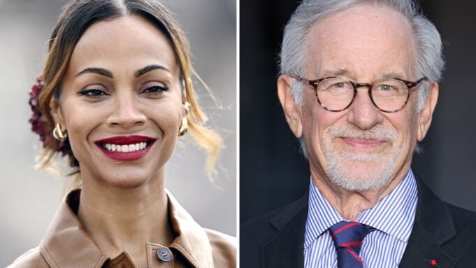 Zoe Saldaña and Steven Spielberg