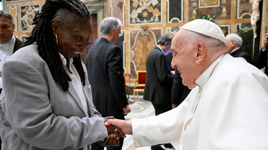 Whoopi Goldberg with Pope Francis